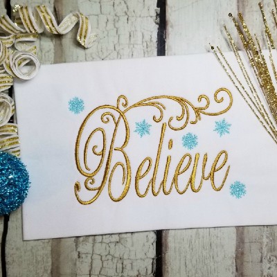 Believe embroidery designs